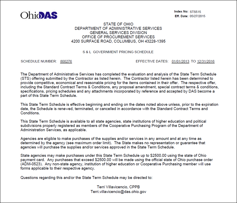 Ohio Department Of Administrative Services Contracts All