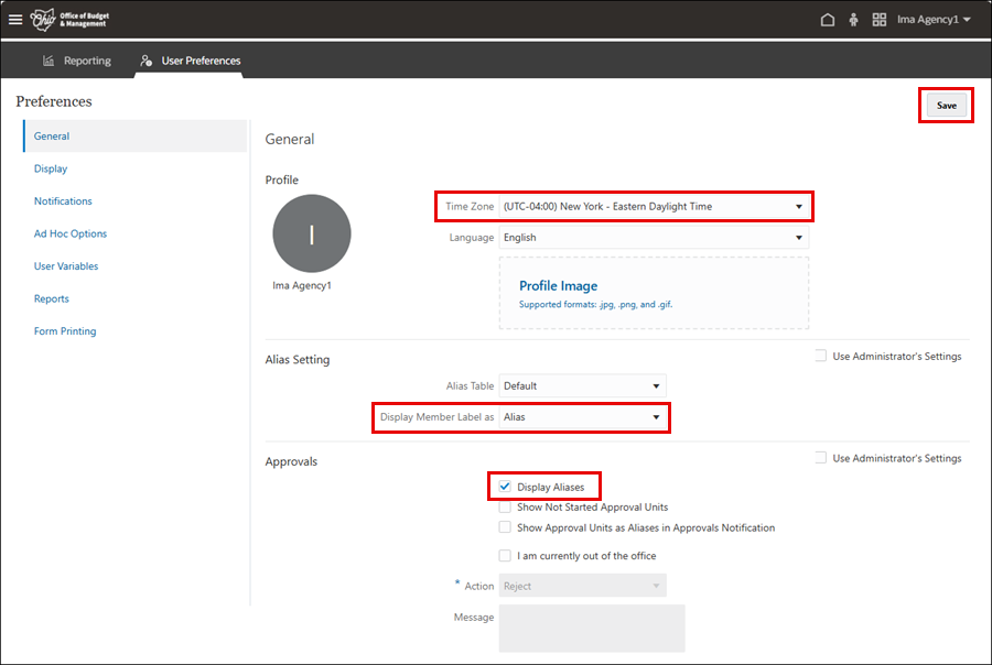 Updating User Preferences