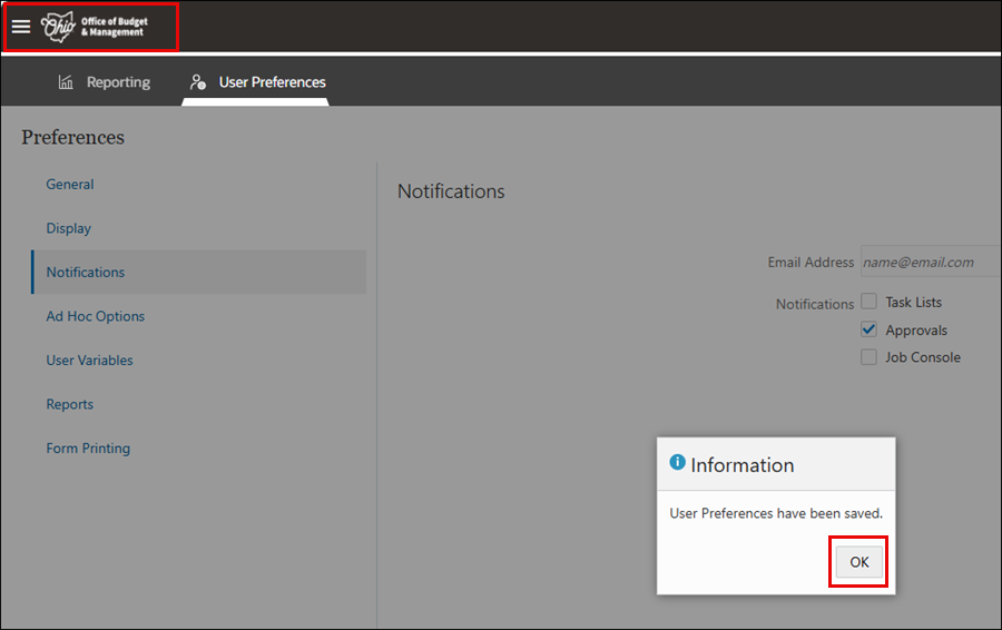 Updating User Preferences